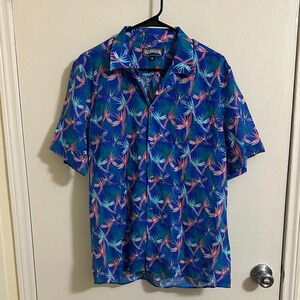 EUC Vilbrequin Tropical Button Down Linen Cotton Shirt Short Sleeve
